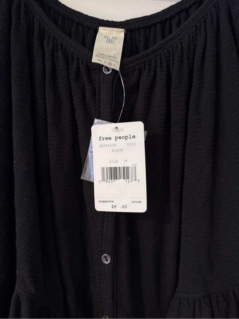 Black Ruffle Button-Front Women's Top - Picture 4 of 6